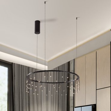 Nova Luce Stellar - Hängelampe - Ø 65 x 150 cm - 26W dimmbar LED inkl. - Schwarz Chrom