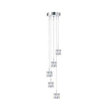 Searchlight Ice Cube - Pendelleuchte - Ø 18 x 116 cm - 5 x 5W dimmbare LED inkl - Chrom