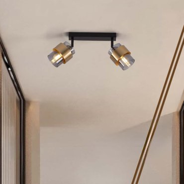 Nova Luce Sianna - deckenleuchte - 47 x 20 x 17 cm - Rauchglas, Sandschwarz und Messinggold