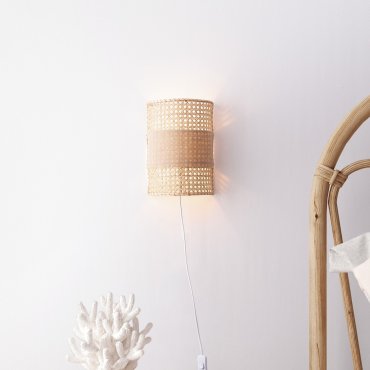 Nova Luce Lum - wandleuchte - 20,5 x 29 x 11 cm - natürliches Rattan, braun und weiß