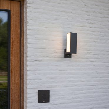 Lutec Cuba - Außenwandleuchte mit Sensor - 9,3 x 30,8 x 14,6 cm -14W LED inkl - IP54 - dunkelgrau