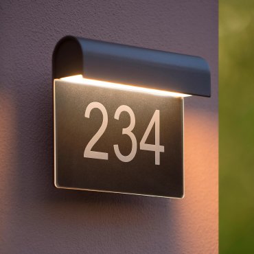 Lucide Thesi Led - Außenwandleuchte mit Hausnummern - 6W LED inkl - IP54 - schwarz