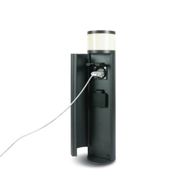 ONE Light Ladesteckdosen Poller - Gartenmast mit 2 x 1000W Schuko Steckdosen - 10 x 40 cm - 3W LED inkl. - IP44 - anthrazit