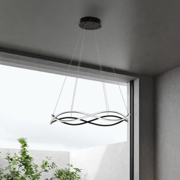 Nova Luce Jinal – hängeleuchte – Ø 80 x 120 cm – 57W dimmbares LED inkl. – sand schwarz