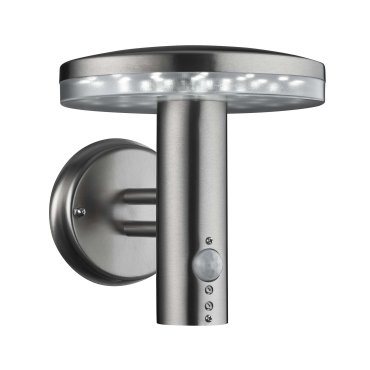 Searchlight Brooklyn - Außenwandleuchte mit Bewegungsmelder - 19 x 19,5 cm - 6W integrierte LED - Edelstahl