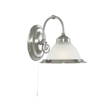 Searchlight American Diner - Wandleuchte mit Zugschalter - 18 x 21 cm - satiniert silber