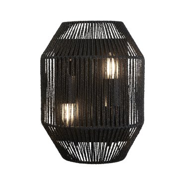Searchlight Wicker - Wandleuchte mit Zugschalter - 24,5 x 30,5 cm - mattschwarz