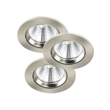 Nordlux Fremont - 3er Set - Ø 85 mm, Ø 72 mm Einbaugröße - 5,5W dimmbare LED inkl. - IP23 - gebürsteter Stahl