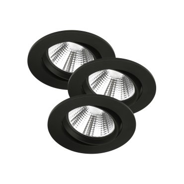 Nordlux Fremont - 3er Set - Ø 85 mm, Ø 72 mm Einbaugröße - 5,5W dimmbare LED inkl. - IP23 - schwarz