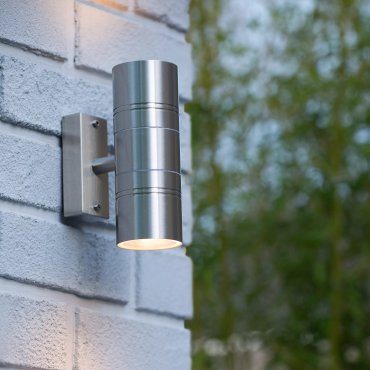 Lucide Arne 2 - Wandleuchte - 6,3 x 12 x 17 cm - 2 x 5W LED inkl. - IP44 - satiniertes Chrom