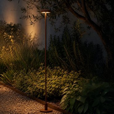 VK Lighting Jade - Gartenpfahl inkl. Fuß und Erdspieß - Ø 7 x 83,4 cm - 1W LED inkl. - IP65 - Rustbraun