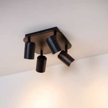 Lucide Lennert - Aufbaustrahler - 22 x 22 x 12,5 cm - 4 x 5W dimmbare LED inkl. - IP44 - schwarz