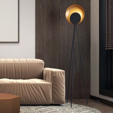 Nova Luce Kitro - Stehleuchte - Ø 34 x 151 cm - 12W LED inkl. - matt schwarz und gold