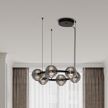 Nova Luce Las - Hängelampe - Ø 63 x 160 cm - 60W dimmbar LED inkl. - sand schwarz, gold und rauchgrau