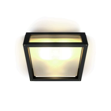 ONE Light Outdoor E27 Square - Decken-/Wandleuchte für den Außenbereich - 25 x 25 x 9,5 cm - IP54 - schwarz