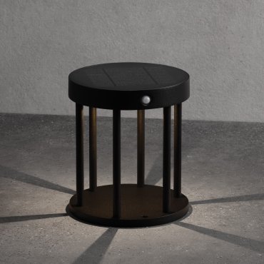 Nova Luce Aigo - solarbetriebener Gartenpfosten mit Sensor - Ø 16 x 18 cm - 2W LED inkl. - IP65 - dunkel anthrazit