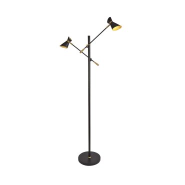 Searchlight Diablo - Stehleuchte - 168 cm - 2 x 4W LED inkl - mattschwarz und goldmetallic