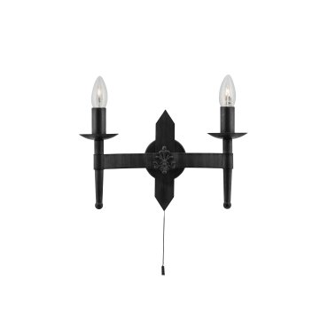 Searchlight Cartwheel - Wandleuchte mit Zugschalter - 34 x 21,5 cm - schwarz
