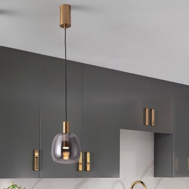 Nova Luce Imatia - Hängelampe - Ø 16 x 215 cm - 7W LED inkl. - messing gold und rauchglas
