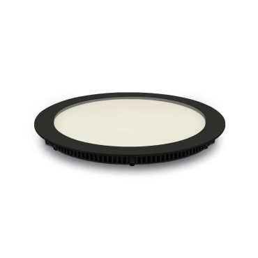 ONE Light Round Recessed Panels - Deckeneinbauleuchten - Ø 22,3 x 2,2 cm - 18W LED inkl. - IP40 - schwarz - Lichtfarbe warmweiß