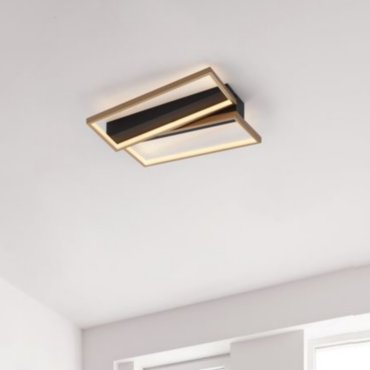 Nova Luce Elize - deckenleuchte - 43,2 x 35 x 8 cm - 28W dimmbares LED inkl. - schwarz und gold
