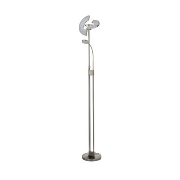 Searchlight Gio - Stehleuchte - 210 cm - 32W + 4.5W LED inkl - Nickel satiniert und weiß