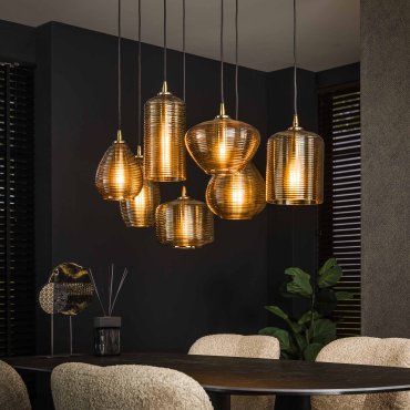 Vico Stripe Glass - Hängeleuchte - 93 x 40 x 150 cm - gold