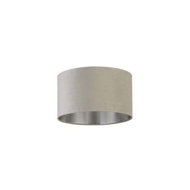 Searchlight Drum Shade – lampenschirm - Ø 38 x 22 cm - hellgrau und gebürstetes silber