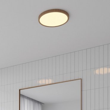 Nordlux Oja - Deckenleuchte - Ø 29,4 x 2,3 cm - 17W dimmbare LED inkl. (2700K) - IP54 - Holzfolie