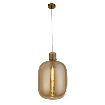 Searchlight Barrel - Pendelleuchte - Ø 30 x 127 cm - Messing satiniert und bernsteinfarben