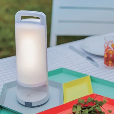 Lutec Dragonfly - tragbare Solarlampe mit USB-Anschluss - Ø 10 x 28 cm - 3 Stufen Dimmer - 1.2W LED inkl. - IP54 - weiß