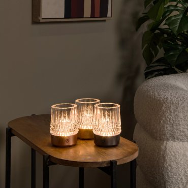 Lucide Lili - 3er-Set wiederaufladbare Tischlampen - Ø 8 x 10,3 cm - 3W dimmbare LED inkl - Kupfer