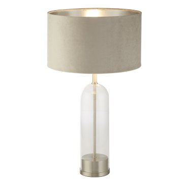 Searchlight Oxford - Tischleuchte - Ø 38 x 51 cm - Nickel satiniert, silber und taupe