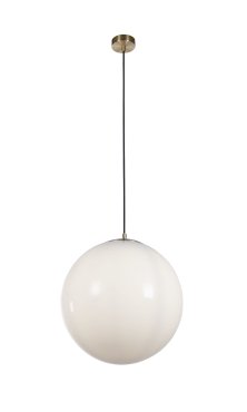 Searchlight Atom II - Pendelleuchte - Ø 40 x 120 cm - Messing satiniert und Opal
