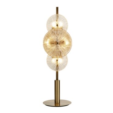 Searchlight Wagon - Tischleuchte - Ø 20 x 66 cm - Gold, transparent und bernsteinfarben