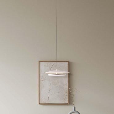 Nova Luce Olos - Hängelampe - Ø 35 x 120 cm - 21W dimmbar LED inkl. - Sand weiß und chrom spiegel