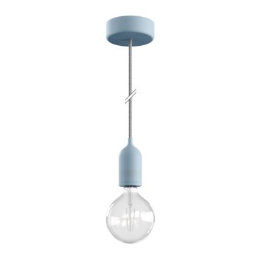 Creative Cables Eiva Pastel - Außen-Pendelleuchte mit Silikon-Deckenhalterung - Ø 12,5 x 164,5 cm - IP65 - soft blue