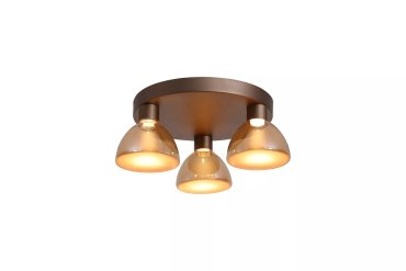 Searchlight Cannes - Deckenleuchte - Ø 47 x 17,1 cm, 21 W dimmbare LED inkl. - kaffeebraun und bernsteinfarben