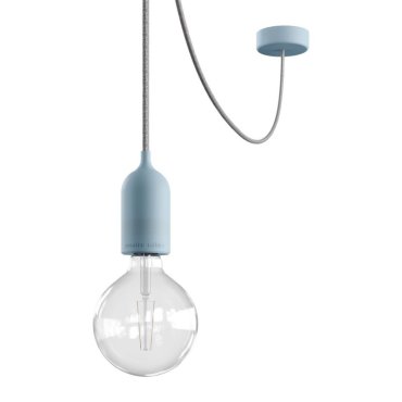 Creative Cables Eiva Pastel - Außen-Pendelleuchte mit Silikon-Deckenhalterung - Ø 12,5 x 514,5 cm - IP65 - soft blue