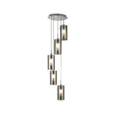 Searchlight Duo 2 - Pendelleuchte - Ø 28 x 120 cm - geräuchertes und mattiertes Glas