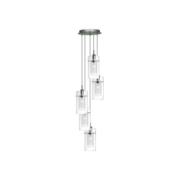 Searchlight Duo 1 - Hängeleuchte - Ø 28 x 120 cm - Chrom und transparent