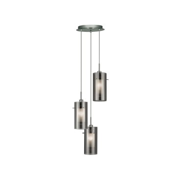 Searchlight Duo 2 - Pendelleuchte - Ø 26 x 120 cm - geräuchertes und mattiertes Glas