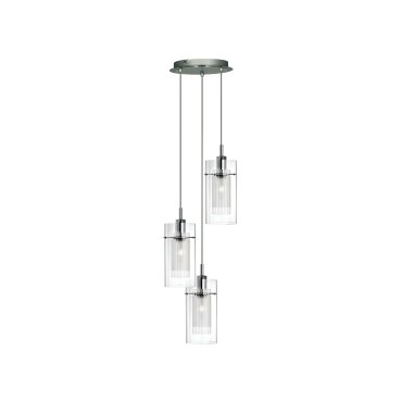 Searchlight Duo 1 - Hängeleuchte - Ø 26 x 120 cm - Chrom und transparent