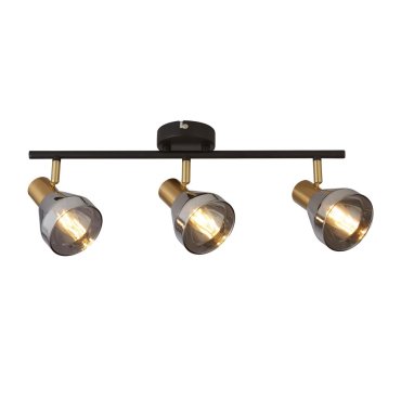 Searchlight Westminster - Aufbaustrahler 3L - 59 x 19 x 20 cm - schwarz, Messing satiniert und Rauchglas