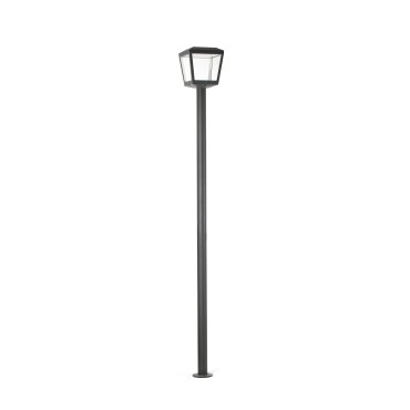 Faro Plaza - Laternenpfahl - Ø 24 x 219 cm - 24W LED inkl. - IP54 - dunkelgrau