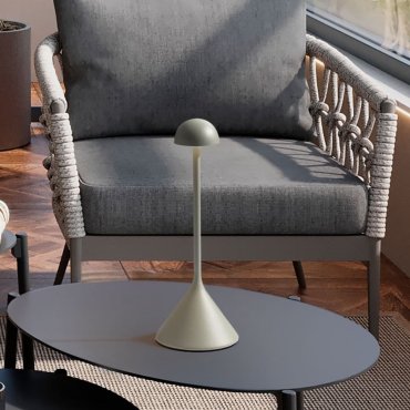 Nova Luce Dalt - wiederaufladbare Tischleuchte für den Außenbereich - Ø 9,5 x 25 cm - 1W dimmbare LED inkl. - IP54 - olivgrün