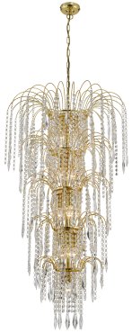 Searchlight Waterfall - Kronleuchter - Ø 58 x 264 cm - gold und transparent