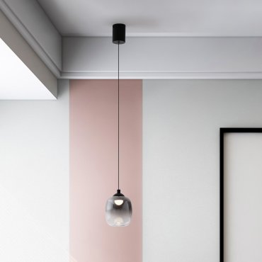 Nova Luce Kita - Hängelampe - Ø 10 x 125 cm - 6W LED inkl. - Sand Schwarz und rauchglas