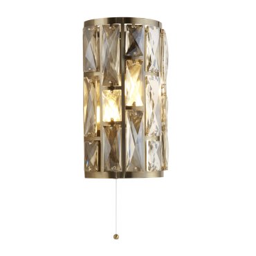 Searchlight Bijou - Wandleuchte mit Zugschalter - 16,5 x 27 cm - Messing antik und champagner