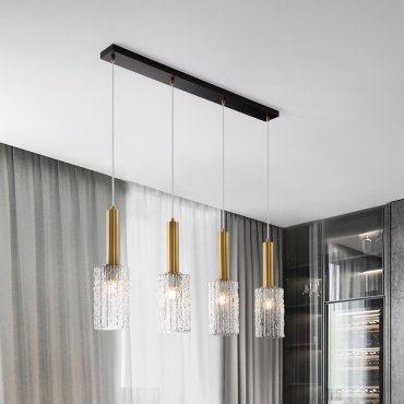 Nova Luce Certa - Hängelampe - 90 x 120 x 12,5 cm - klarglas, messinggold und schwarz